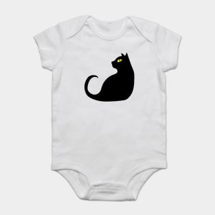 Black cat side stare Baby Bodysuit